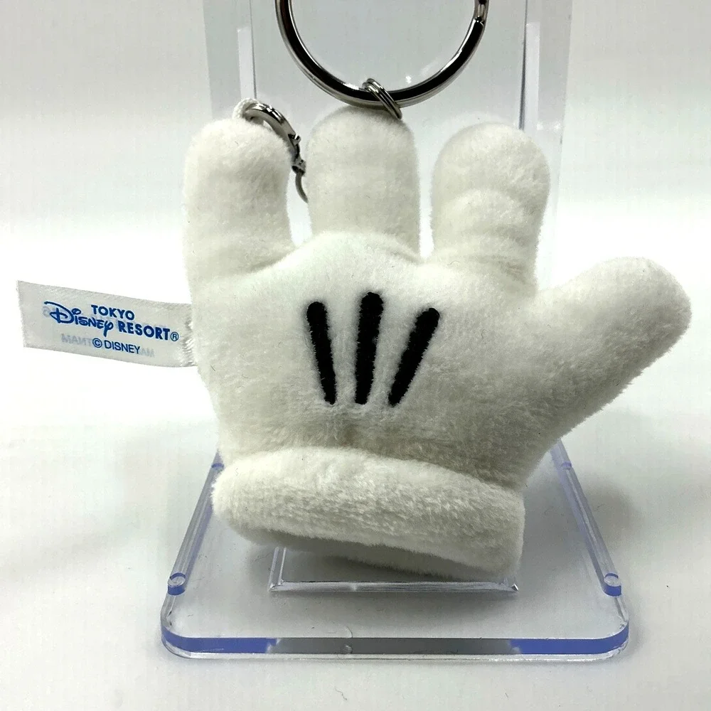 Disney Mickey Mouse  Mini Hand Glove Shape Keychain Disneyland Japan
